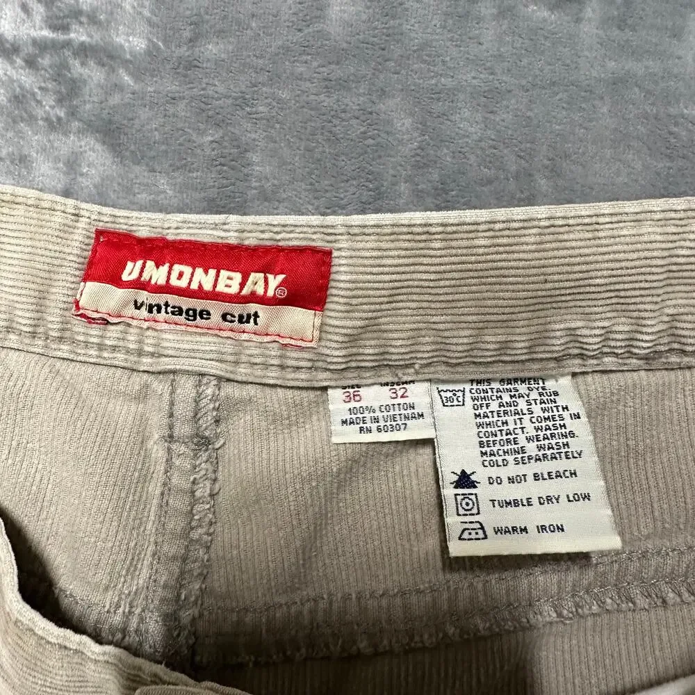 Unionbay Vintage Cut Straight Pants Men's Size‎ 36x32 Beige Corduroy